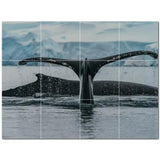 Whale Ceramic Tile Wall Mural PT501199. 48" W x 36" H (12) 12x12 tiles - Furniture4Design