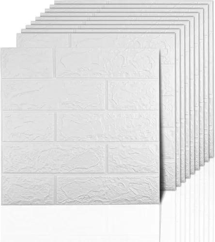 White 3D Tile Brick Wall Sticker Self-adhesive Foam Panel Wallpaper 14.5 SQ FT - Furniture4Design