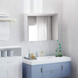 White Bathroom Mirror Cabinet with Adjustable Shelves and Double Mirrored Doors - Furniture4Design