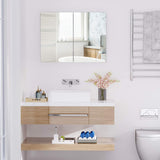 White Bathroom Mirror Cabinet with Adjustable Shelves and Double Mirrored Doors - Furniture4Design