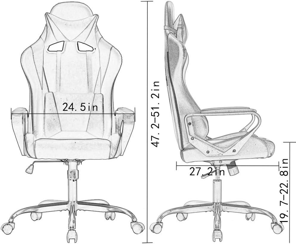 White Ergonomic High-Back Gaming Chair with Lumbar Support and Swivel Feature - Furniture4Design