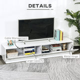 White High Gloss TV Stand Cabinet with LED Lights and Storage for TVs up to 75 - Furniture4Design