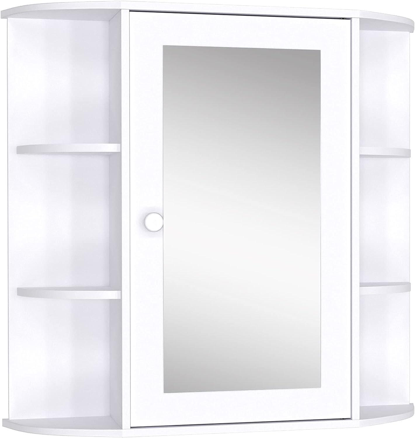 White Wall Mounted Bathroom Medicine Cabinet with Mirror and Storage Shelves - Furniture4Design