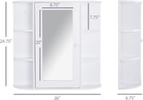 White Wall Mounted Bathroom Medicine Cabinet with Mirror and Storage Shelves - Furniture4Design