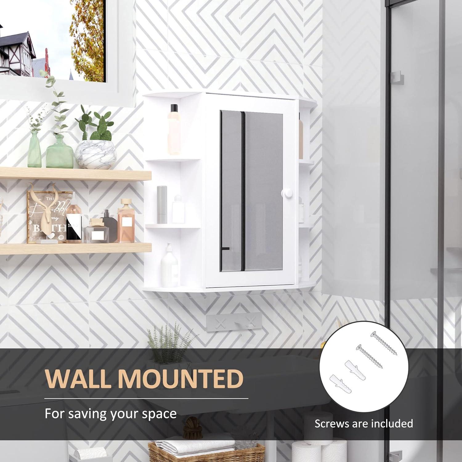 White Wall Mounted Bathroom Medicine Cabinet with Mirror and Storage Shelves - Furniture4Design