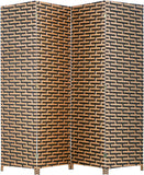 Wooden 4 Panel Room Divider with Mesh Woven Design - Furniture4Design