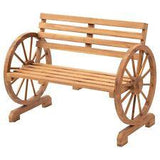 Wooden Wagon Wheel Bench Outdoor Patio Furniture Lounge Furniture 2-Person Seat - Furniture4Design