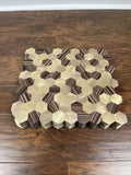 YMMXGE Peel and Stick Backsplash Hexagon 3D Wall Tile 10 Golden Mixed Wood - Furniture4Design